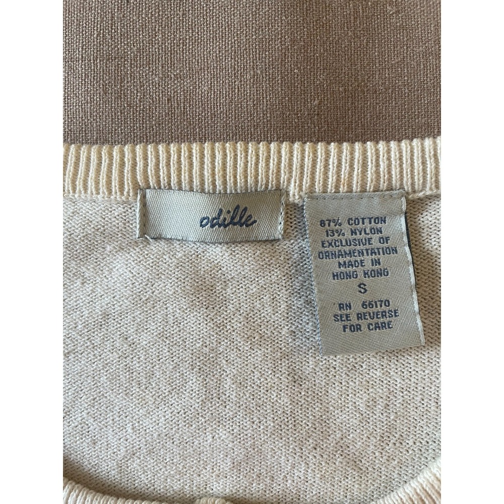 Vintage Y2K Odille Cardigan Sweater Sz S Beaded Sequins Pearls Old Money Cottage - Picture 6 of 8